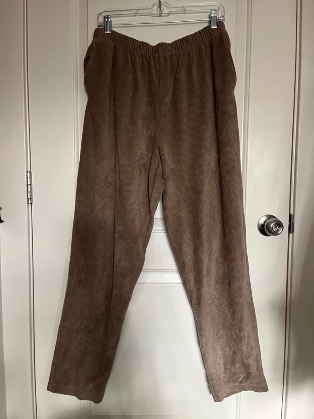 Lands' End Women’s Corduroy Elastic-Waist Brown Pants